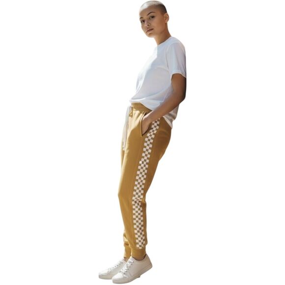 Reflex Pants Womens Medium Mustard Yellow Jogger Sweatpants Checkerboard PA698 - Picture 1 of 11